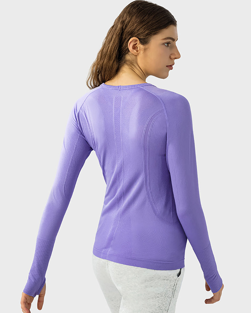 Autumn Crew Neck Long Sleeve Sports Yoga Women T-shirt 4-10