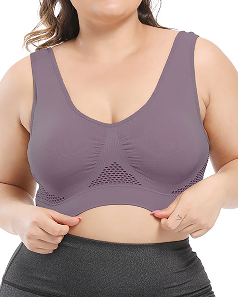 Plus Size No Steel Ring Fat Sports Bra Hollow Breathable Fitness Yoga Underwear 4XL-6XL