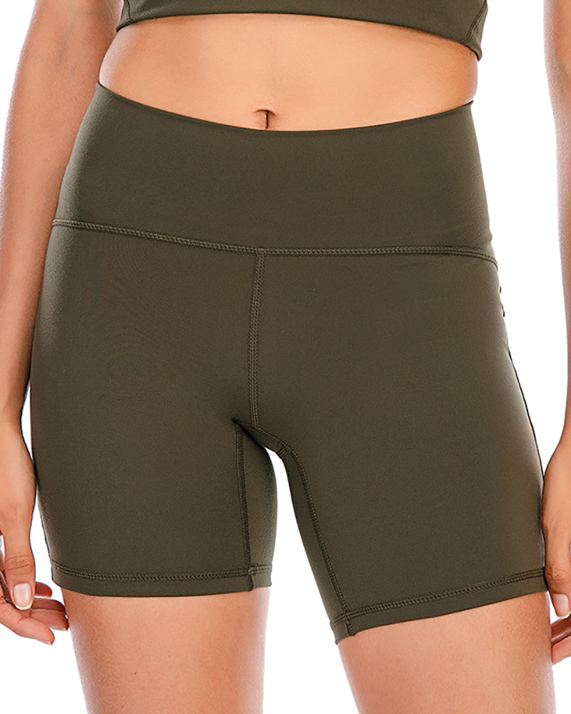 Nude Yoga Shorts Wear Tight-Fitting High-Waist Breathable Running Fitness Solid Color S-XXL