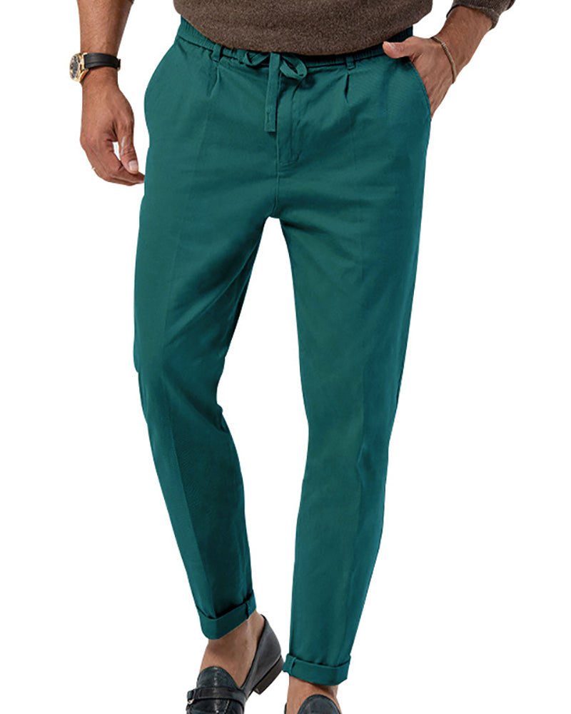 Men Business Casual Spring Autumn Solid Color Pants White Black Green Khaki Blue Apricot Gray S-3XL Joggers