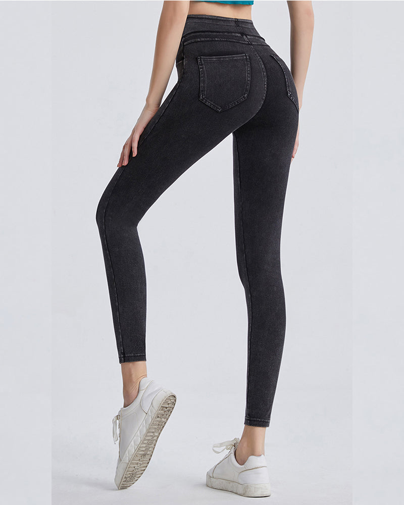 Women Yoga High Waist Slim Running Jeans Tights S-3XL