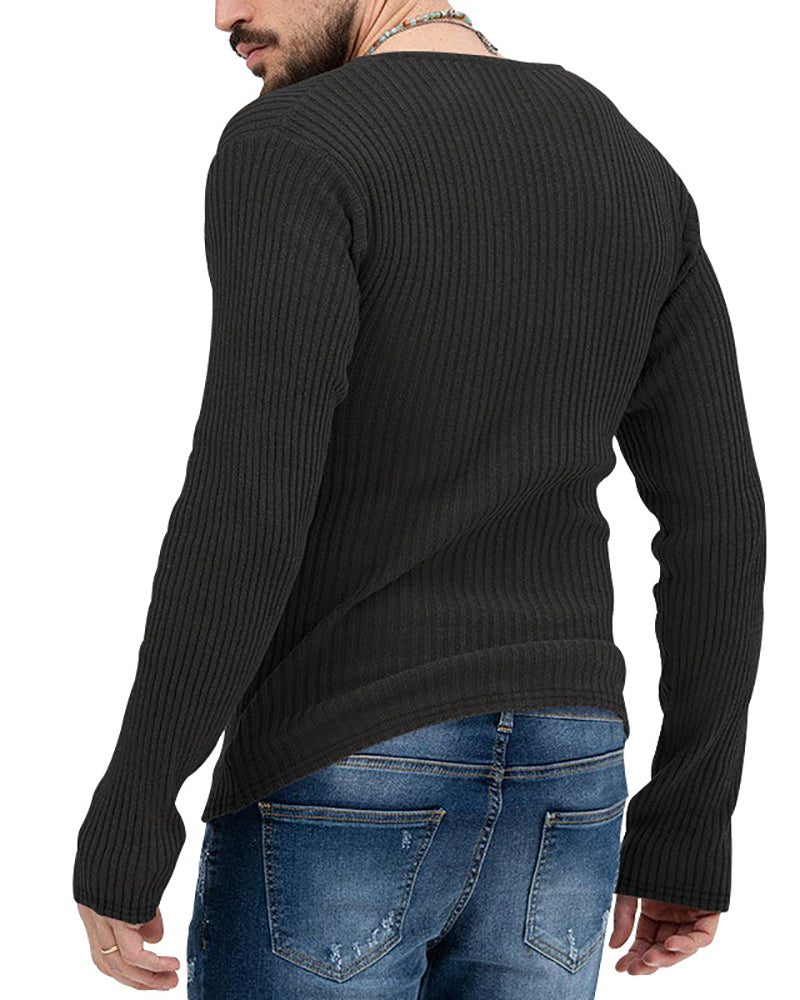 Mens Autumn Winter Long Sleeve Solid Color Knit Sweater Black Khaki Blue Apricot Mid Gray Red White S-3XL