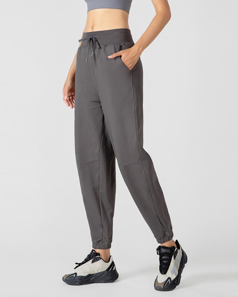 Cotton High Waist Loose Sports Joggers Pocket S-XL