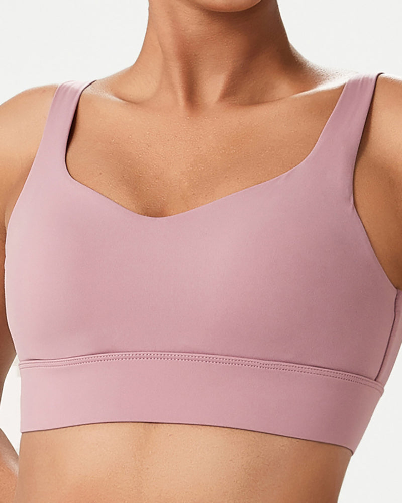 Women Solid Color Fixed Cup U Back Sports Sleeveless Yoga Bra S-2XL