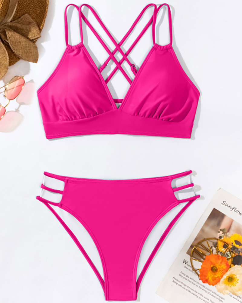 Solid Color Beach Swimwear Bikini S-XL