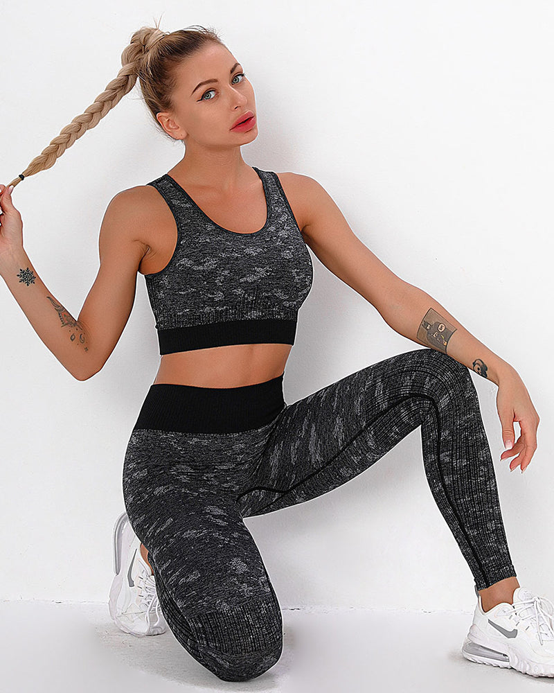 Gym Set Women 2 Pieces Seamless Yoga Set for Women High Waist Yoga Pants Gym Fitness Clothing Fitness Leggings Sport Set 2080