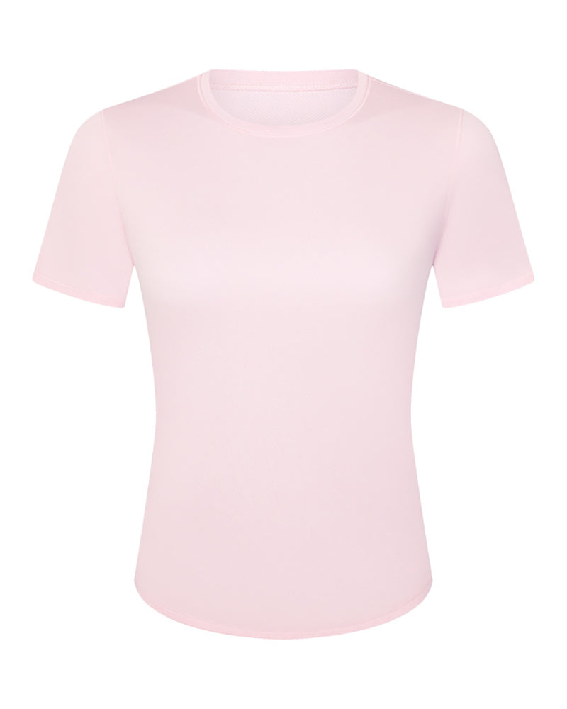 Women Sports Running Solid Color Quick Dry Breathable Tennis Top T-shirt 4-12