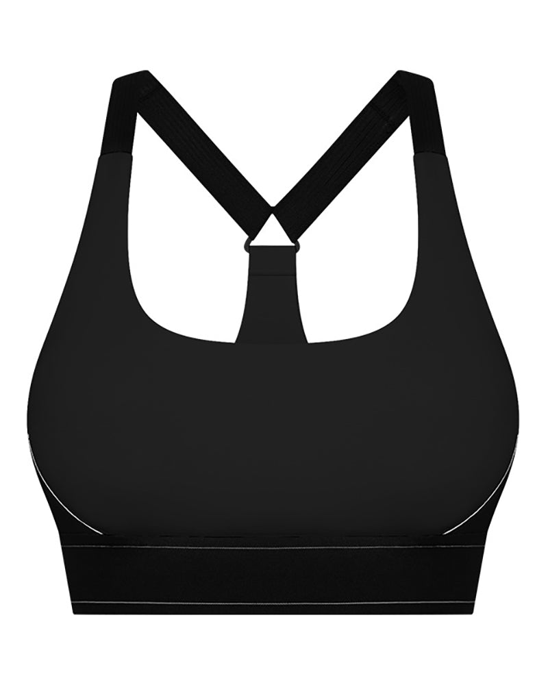 New Colorblock Back Cross High Protect Adjust Shoulder Strap Sports Yoga Bra Black Brown White Gray 4-12