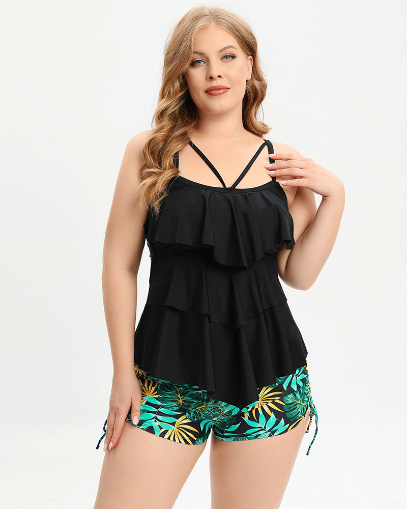 2023 New Rufflers Florals Plus Size Swimwear L-5XL