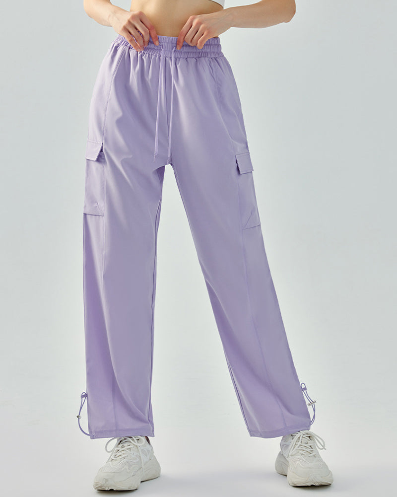 High Waist Wide Leg Loose Sports Casual Sports Pants Gray Apricot Purple Black S-XL