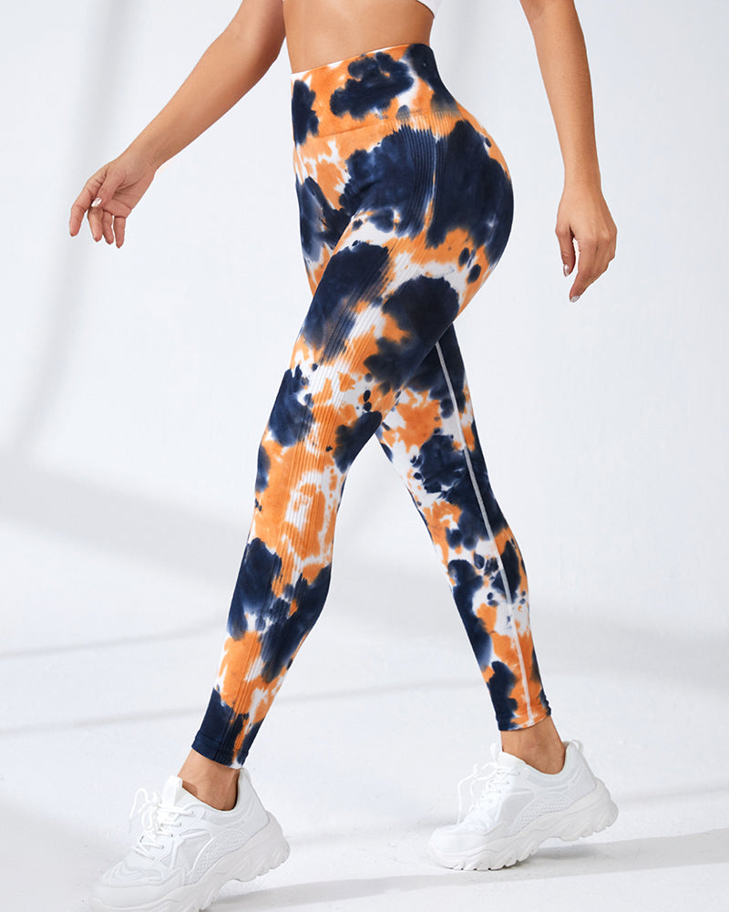 New Color Tie-dye Yoga High Waist Pants S-L