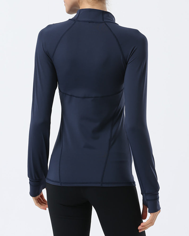 Top Long Sleeve Tight-fitting Zipper Yoga Jacket Stretch Fitness Outdoor Sports Running S-XL