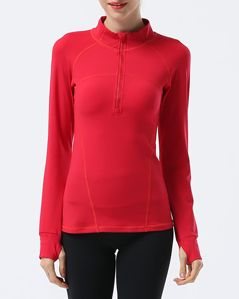 Top Long Sleeve Tight-fitting Zipper Yoga Jacket Stretch Fitness Outdoor Sports Running S-XL