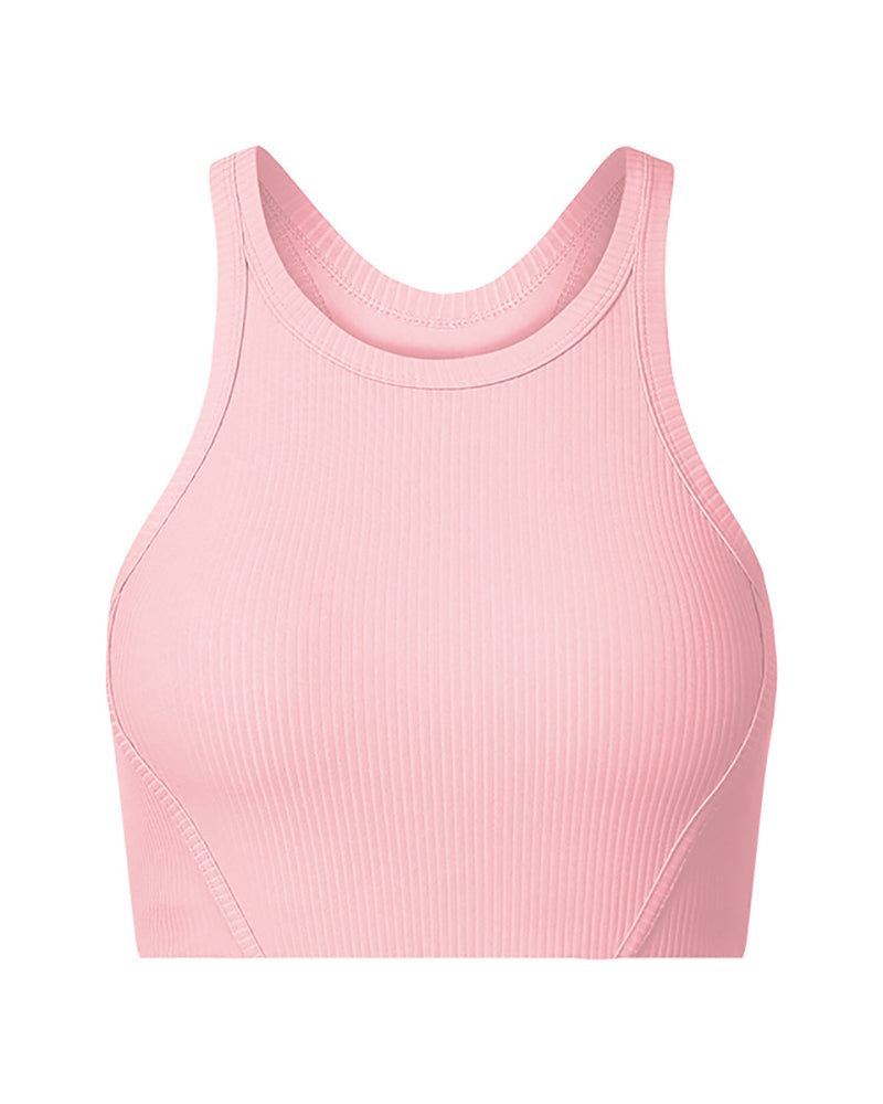 Sleeveless Sports Protection Knit Yoga Bra With Pad 4-12