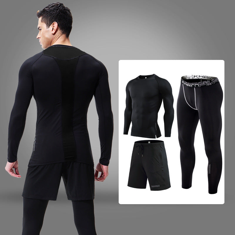 3 Pcs Quick Dry Men Running Set Compression Sport Suit Basketball Jogging Tights Leggings Clothes Gym Fitness Training Sportswear OM9229