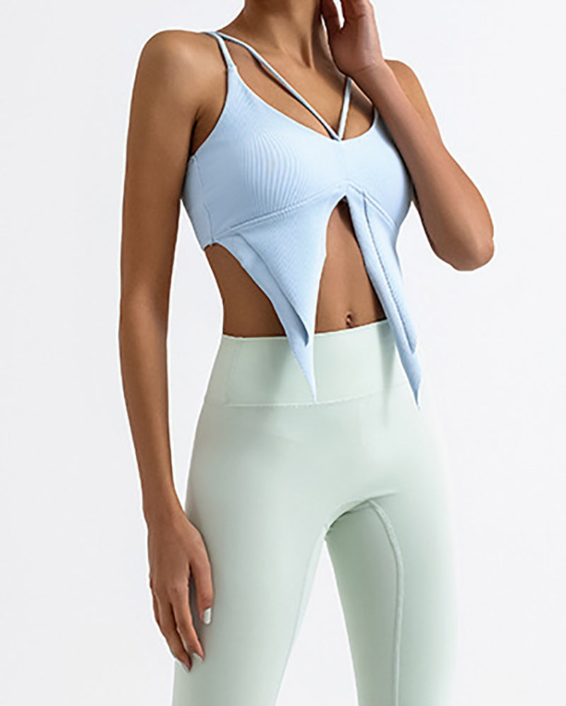 Trendy Strappy Irregular Quick Dry Sling Fitness Vest Yellow Blue Black S-L