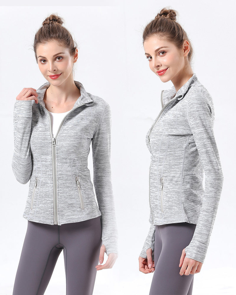 Yoga Jacket Sports Running Yoga Wear Stand Collar Zipper Sports Long Sleeve Coat S-XXXL