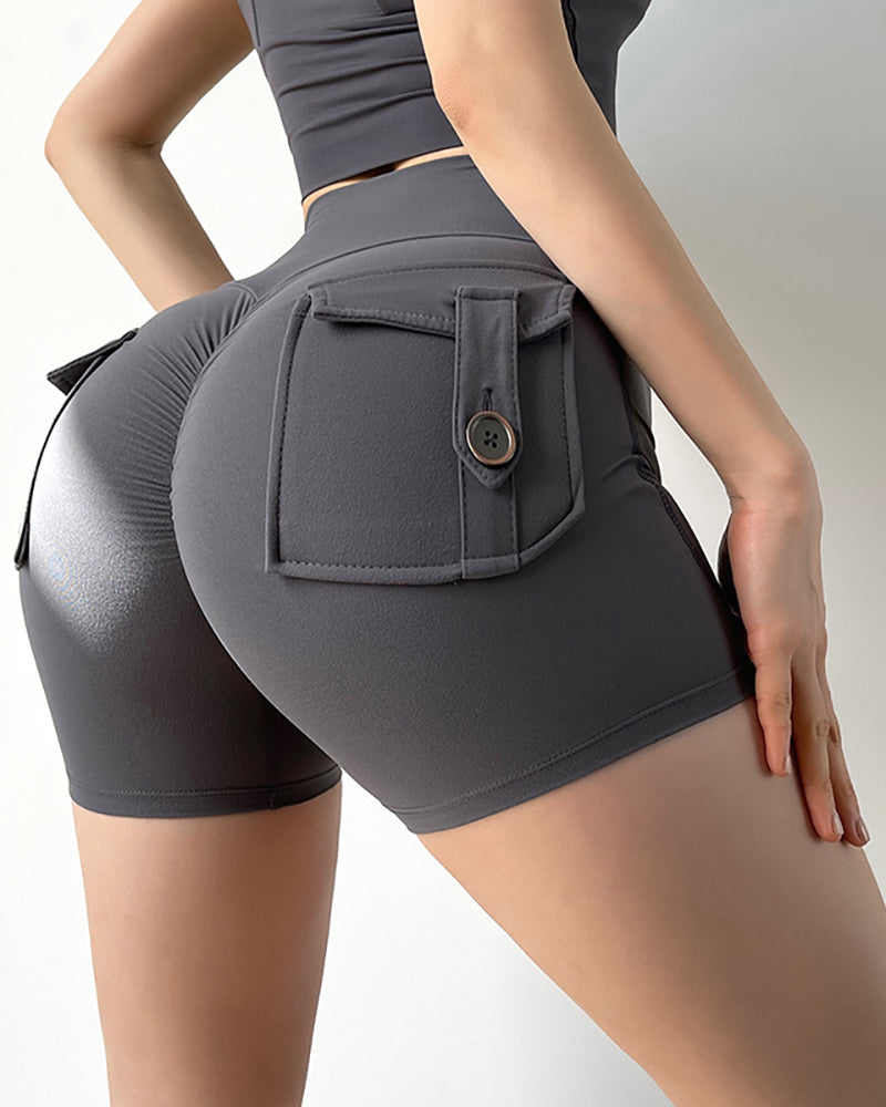 Nude Sexy Yoga Pants High Waist Sports Shorts Fitness Pants S-XL