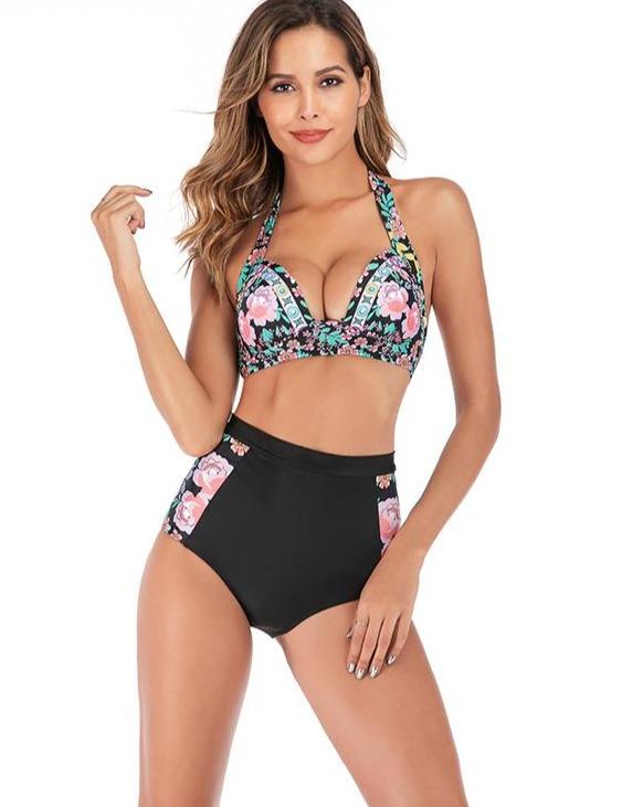 Sexy 2021 Bikini Swimsuit Women Swimwear Push Up Bikinis Set Leaf Print Female High Waist Swimming Suits for Bathing Suit EYSW0001