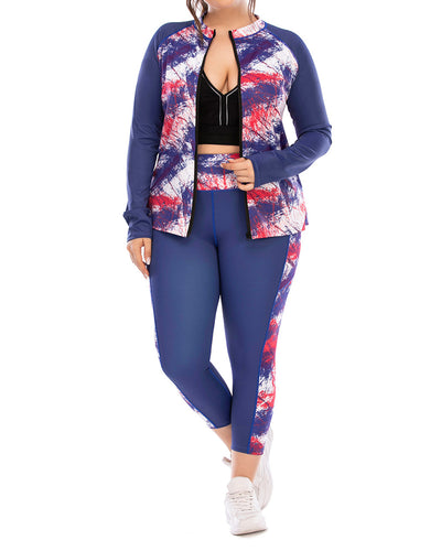 Wholesale Plus Size Printed Women Sporty Suit Yoga Set Active Wear L-3XL