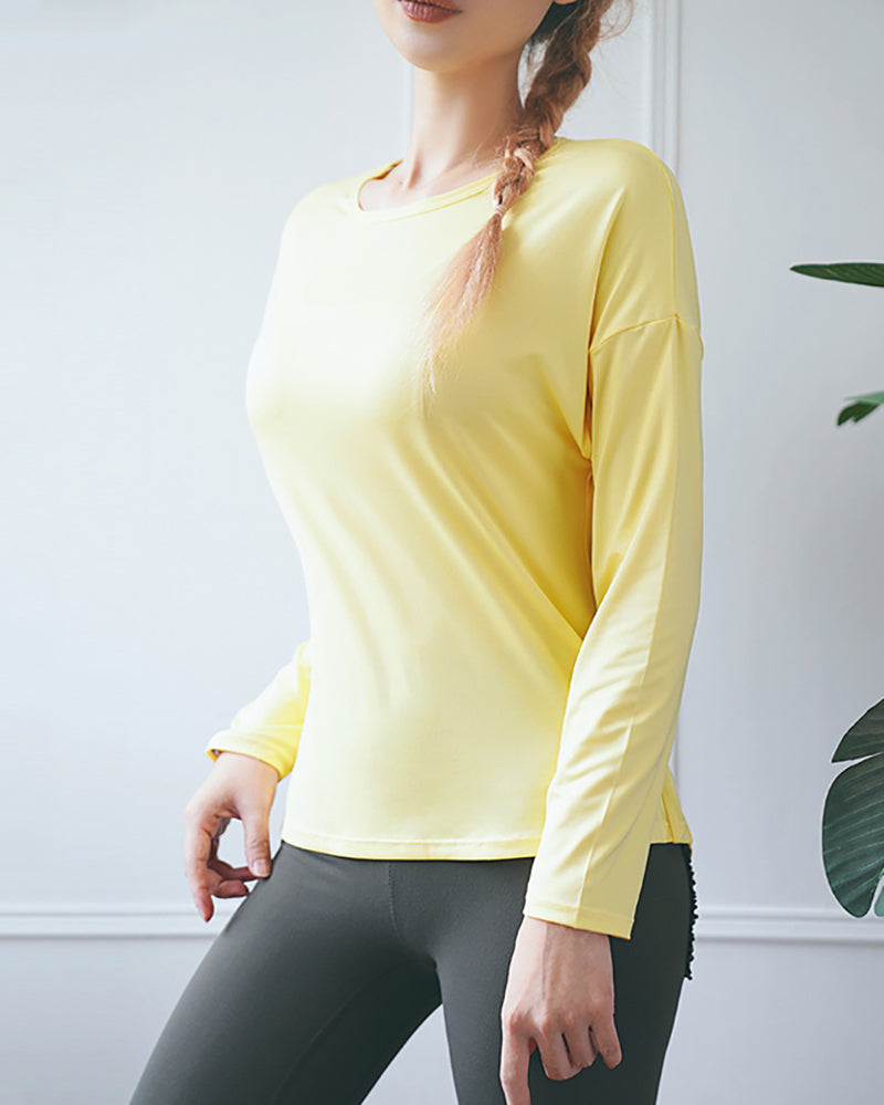 Long sleeved Yoga tops Women Sports Clothing GYM Loose cozy Mesh Thin Fitness Quick-drying running Tops women