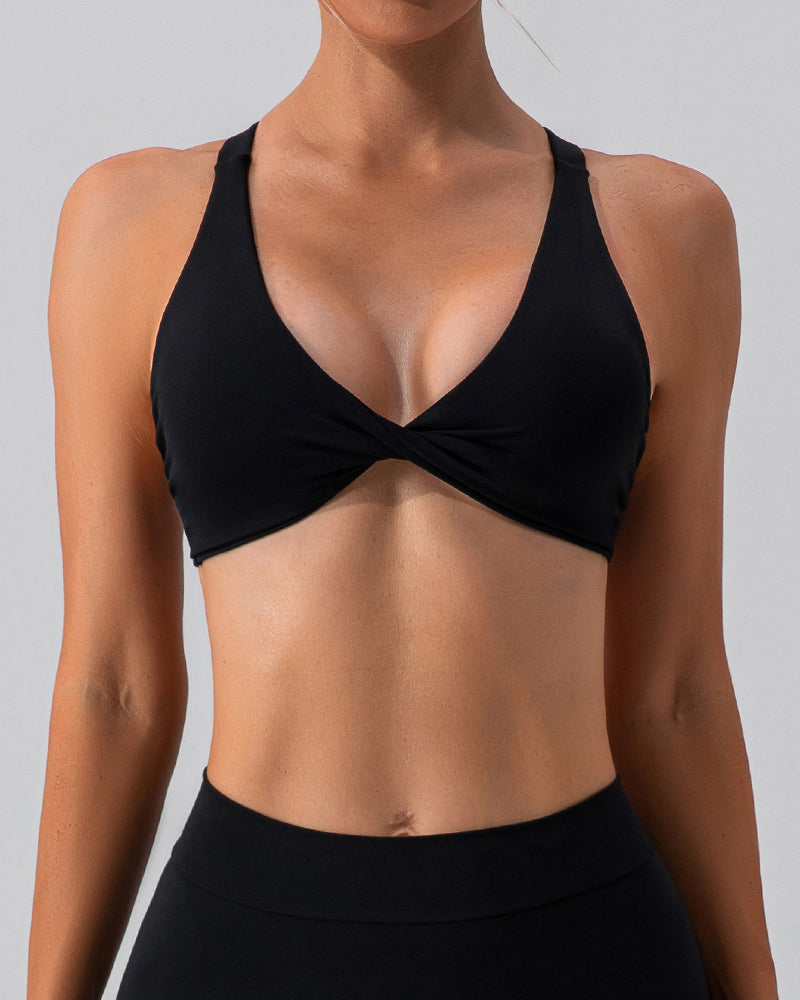 Woman V Neck Quick Dry Sports Yoga Bra S-XL