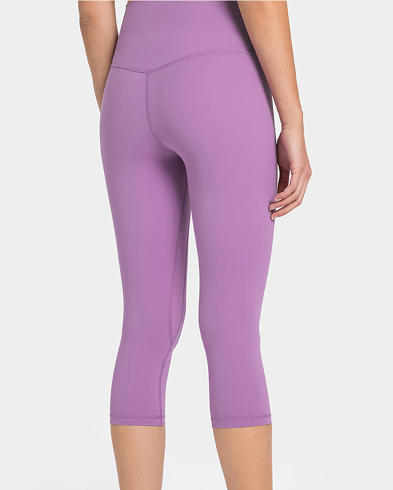 Women High Waist Solid Color 7 Point Leggings 4-12