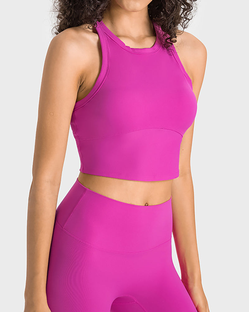 High O Neck Sleeveless Protect Slim Women Sports Vest 4-12