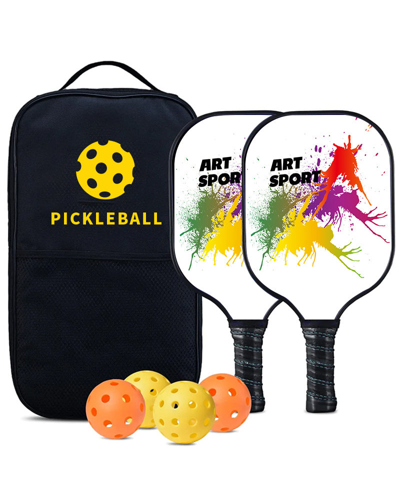 Pickleball Paddles, USAPA Approved Fiberglass Surface Pickleball Paddle Set of 2, Pickleball Set with 4 Balls 1 Carry Bag, Lightweight Pickleball Racket for Women Beginners Indoor or Outdoor