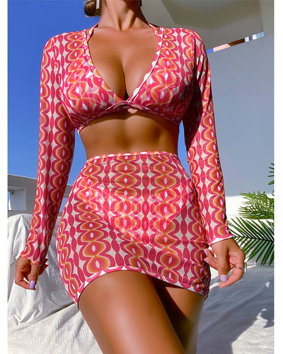 Floral Printed Women 4 Piece Set Swimwear