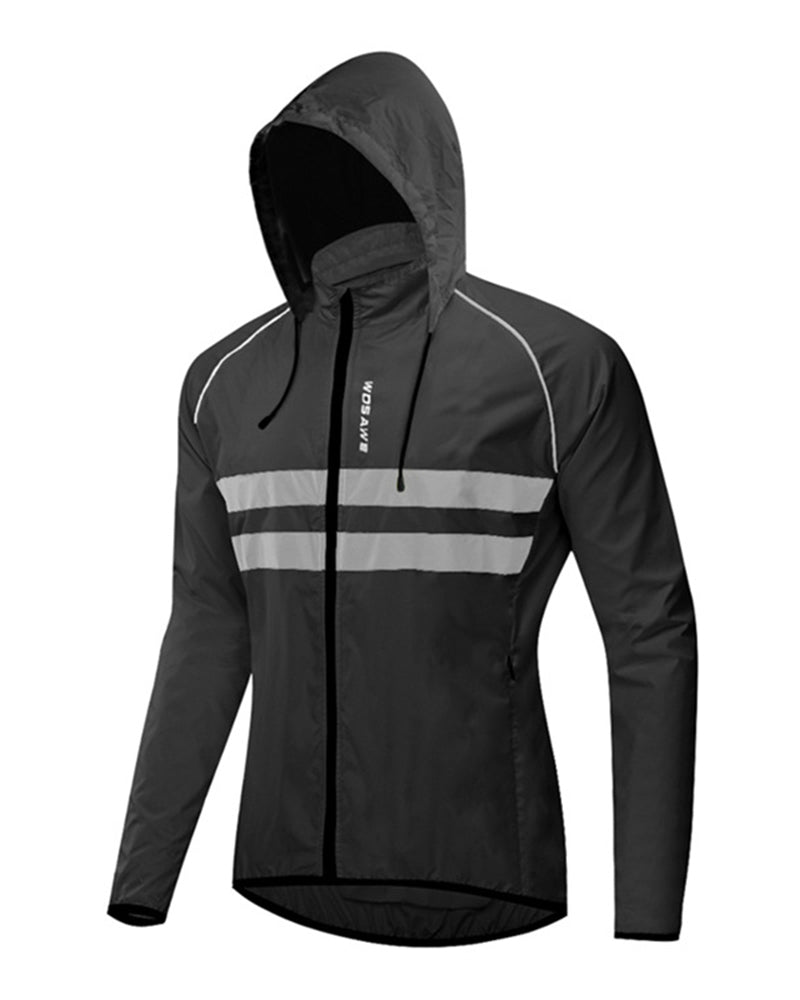 Thin Hooded Caps Reflective Running Jackets Windproof Water Rain Repellent Cycling Windbreaker Coat Bike Sports Jackets