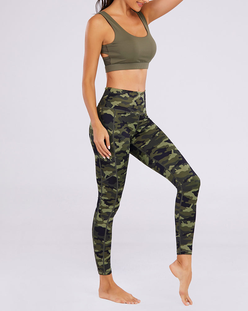 Women Camouflage Printing High Waist Slim Yogo Pants XS-XL