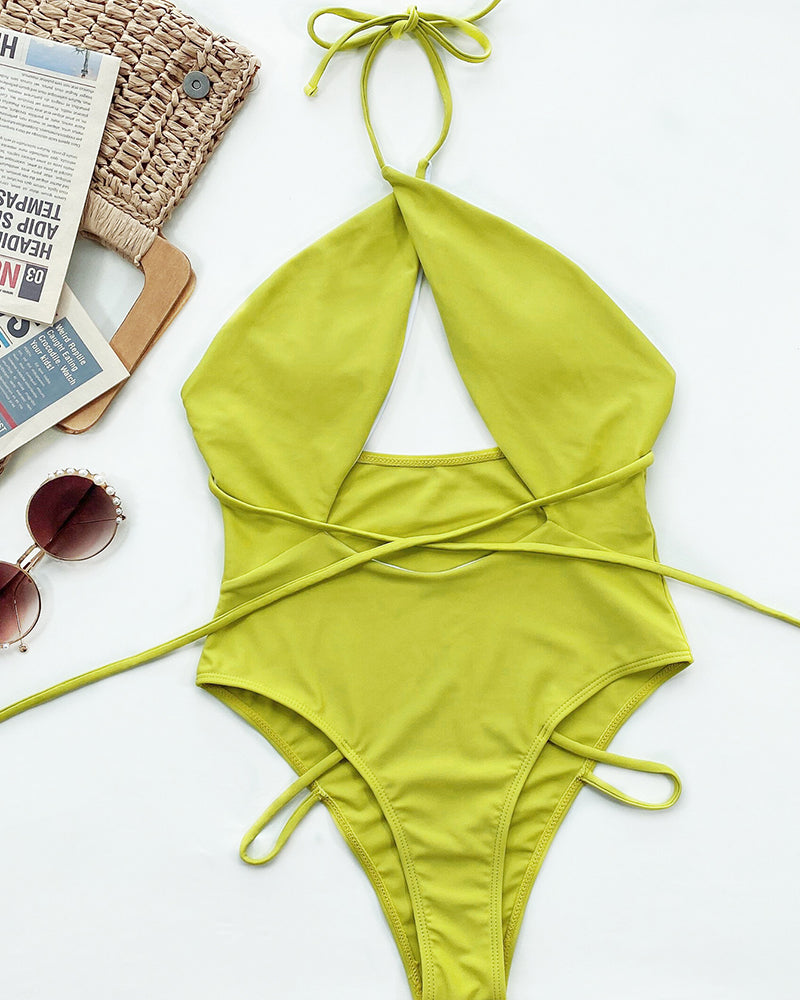 Green Women New Hot One Piece Swimsuit S-L