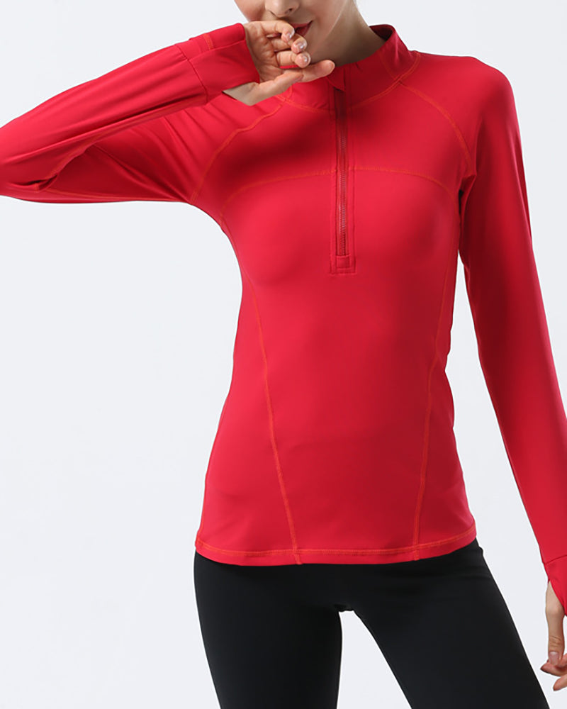 Top Long Sleeve Tight-fitting Zipper Yoga Jacket Stretch Fitness Outdoor Sports Running S-XL