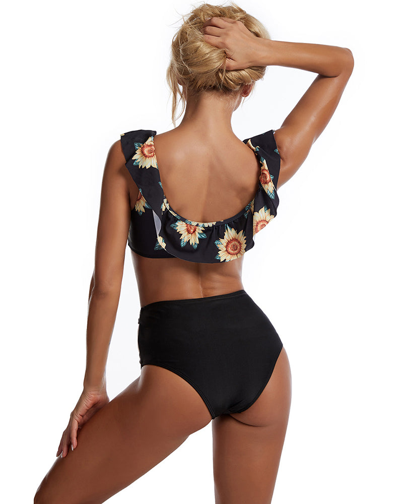 Sexy Flower Printed Colorblock Women Two-piece Swimsuit S-XL YY10211