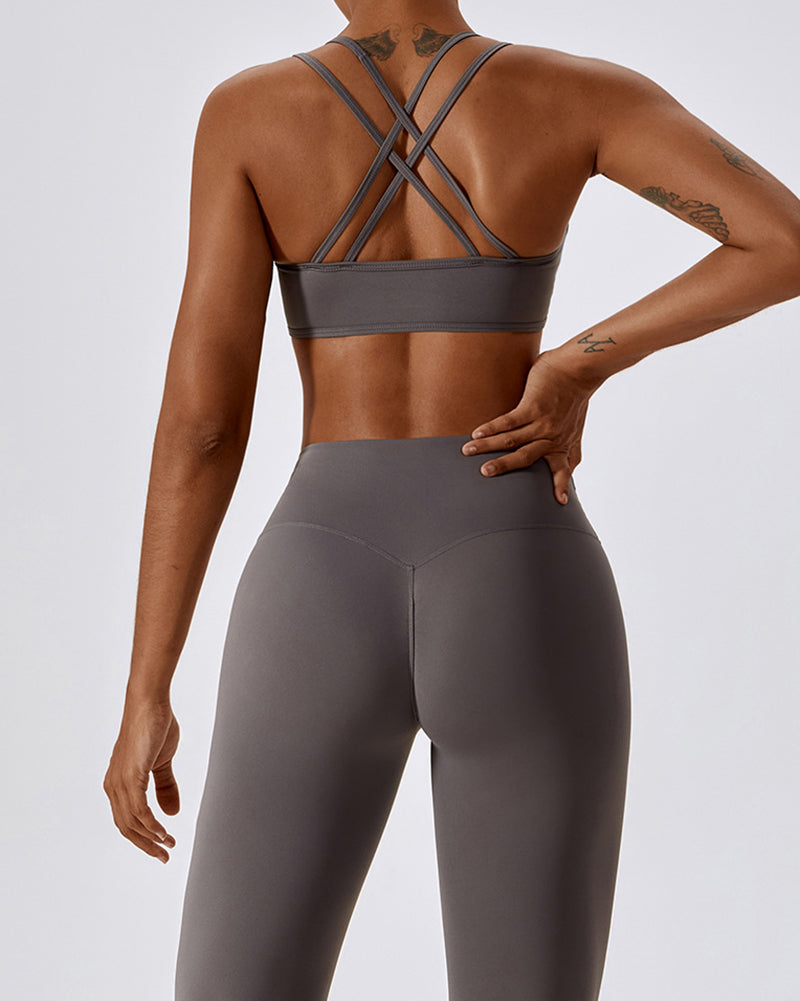 Tight Quick Dry Running Sports Nude Feeling Fitness Yoga Bra Black Gray Coffee Blue Apricot S-XL