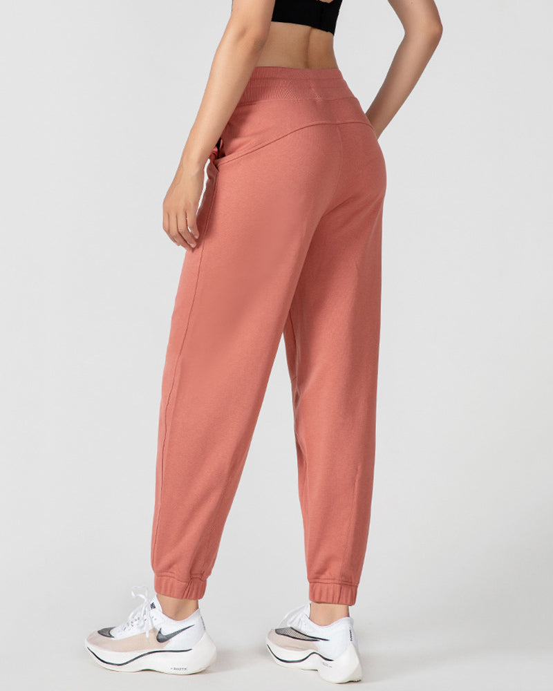 Cotton High Waist Loose Sports Joggers Pocket S-XL