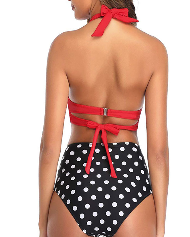 Lady Sexy High Waist Print Two Piece Swimsuit S-XXL