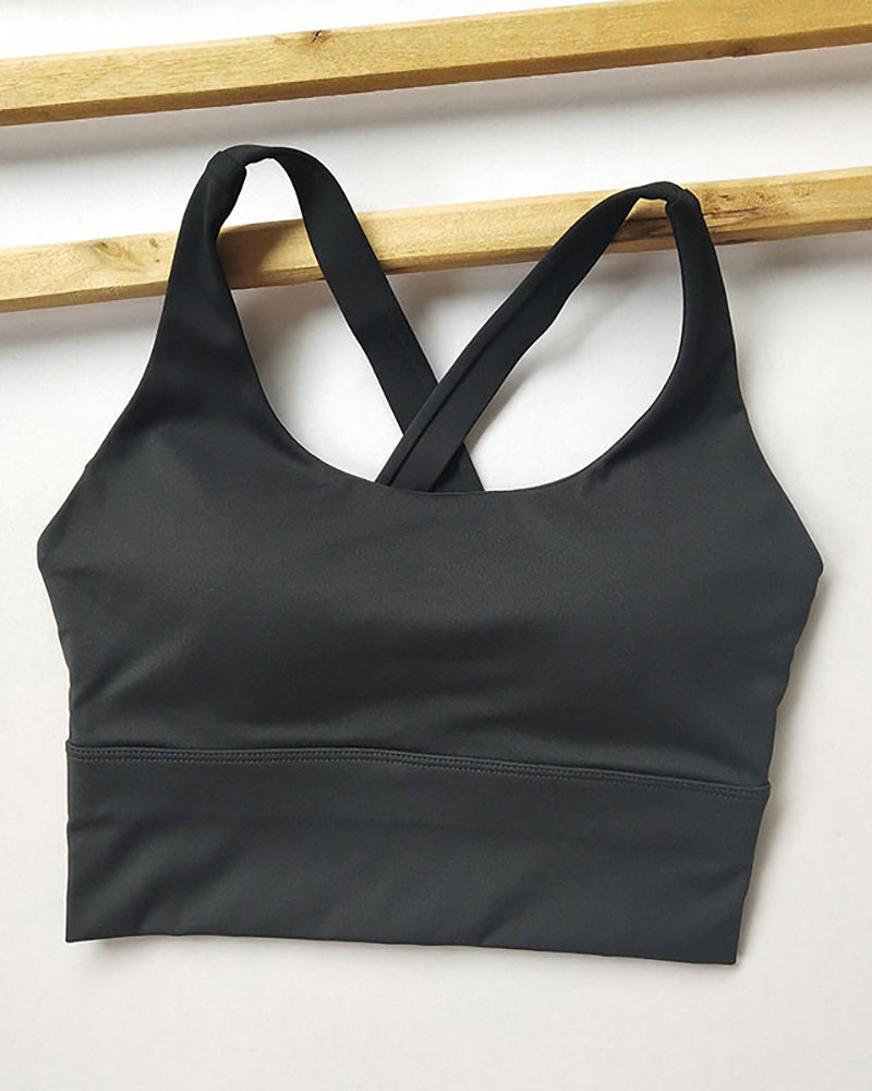 Women Cirss Cross Solid Color Sports Yoga Bra S-XL