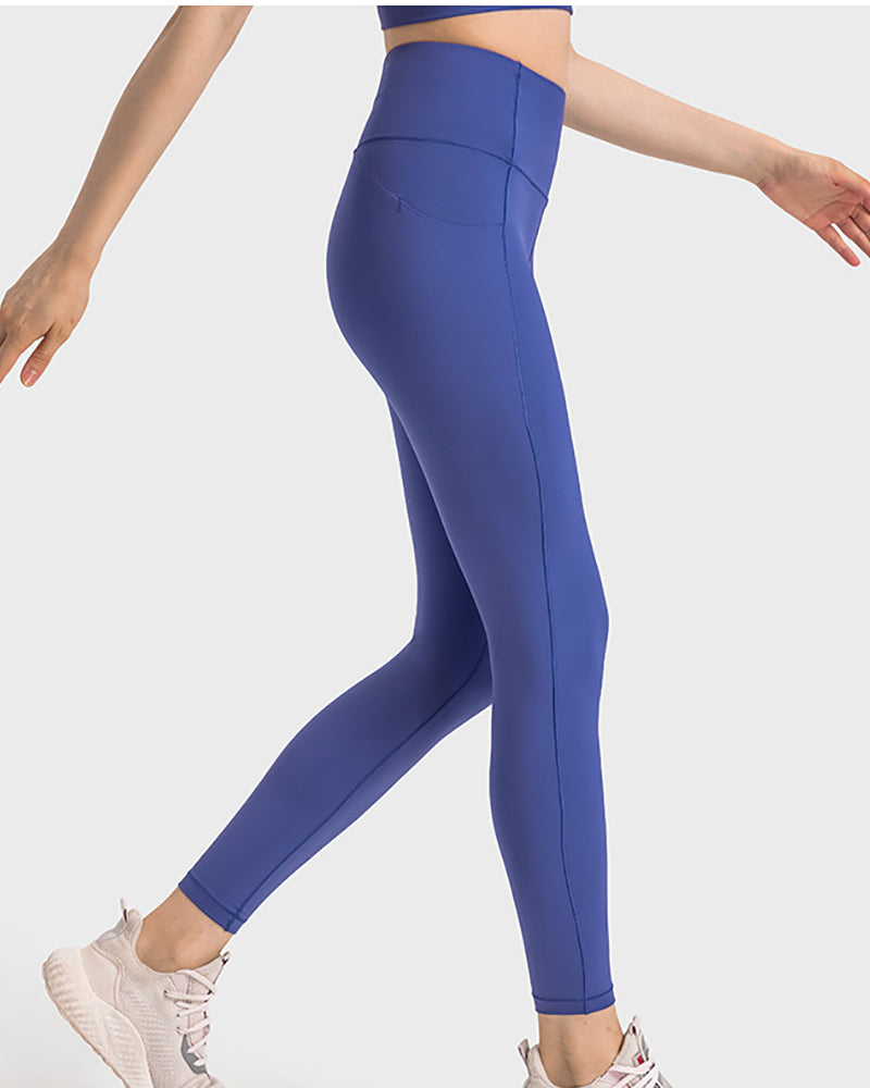 Women High Waist Hip Lift Side Pocket High Elastic Tight Pants Orange Green Black Blue 4-12