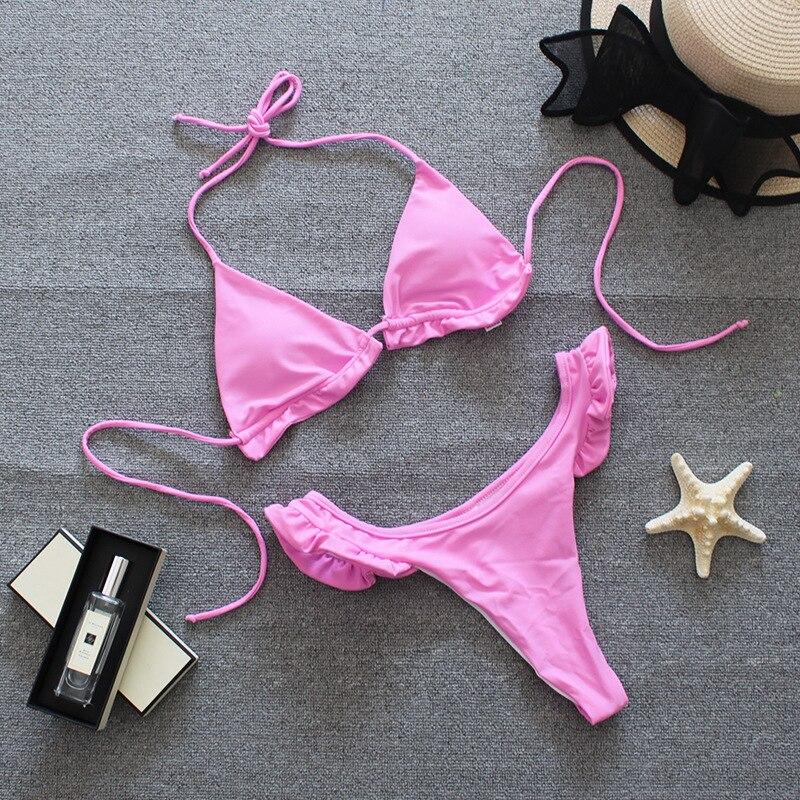 6 Colors Ruffle Bikini Set High Waist Swimsuit Woman Swimwear Push Up Swimming Suit Micro Tanga Swim Suits Two Pieces Beach Wear OM22470