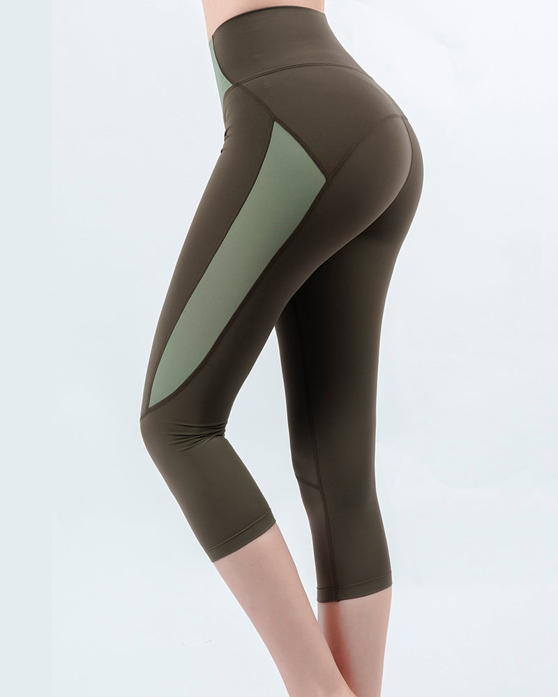 New Yoga Pants Women High Waist Hips Seven Points Tights High-bounce Dry Fitness Pants Running Bottom Sweatpants Summer