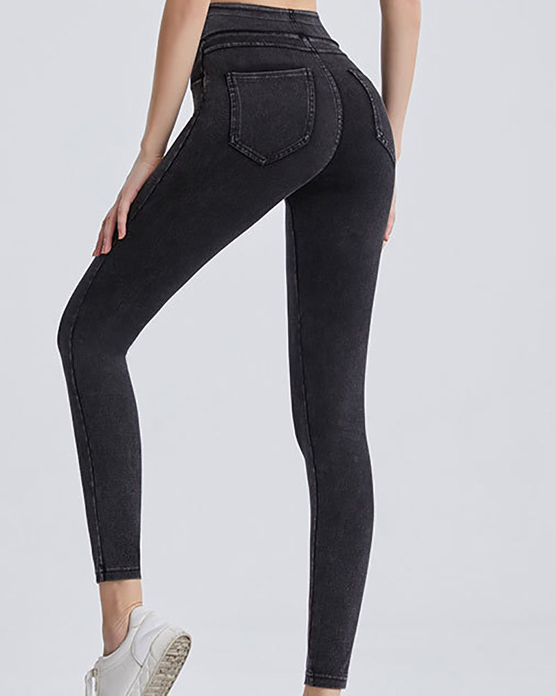 Women Yoga High Waist Slim Running Jeans Tights S-3XL