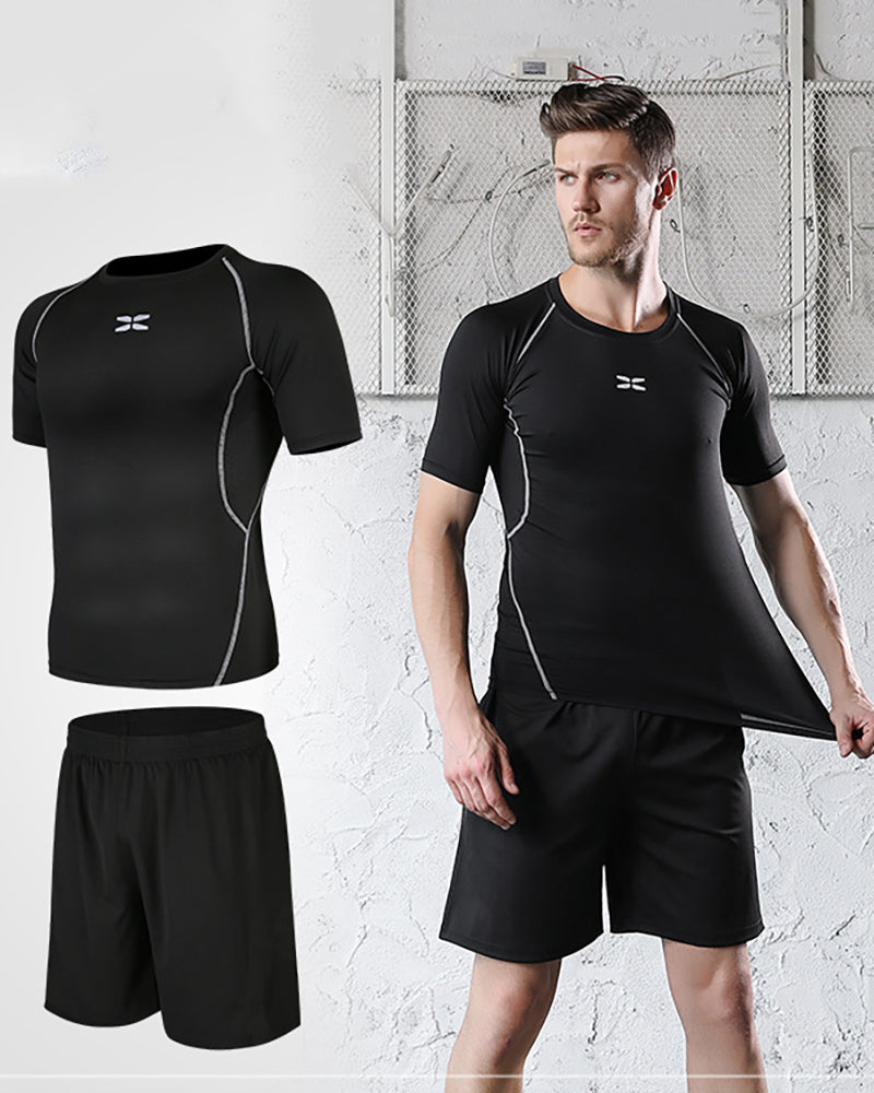 Mens Patchwork Casual Running Sports Training Sports Suits Active Wear S-3XL