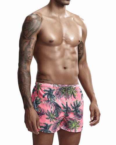 Beach Wear Printed Summer Shorts Loose Men's Shorts Pink S-XL