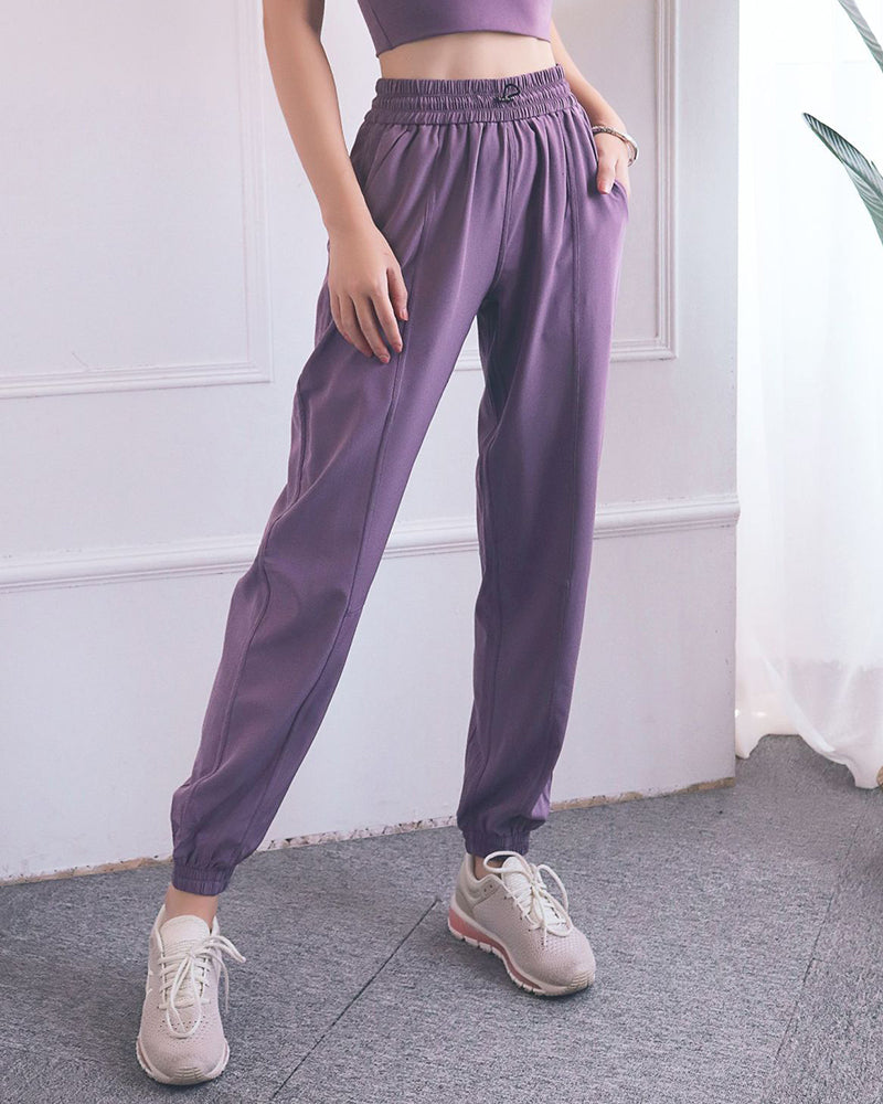 Women Sun Protection Pants Drawstring High Waist Fitness Quick-drying Pants Joggers Loose Casual  Running Sports Pants S-XL