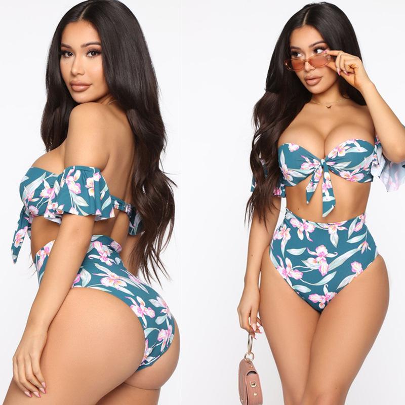 Sexy Swimsuit Push Up Bikinis Bathing Floral Two Piece Suits High Waist Bikini 2021 Women&