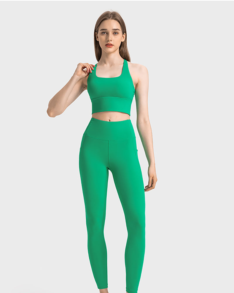 Women High Waist Hip Lift Side Pocket High Elastic Tight Pants Orange Green Black Blue 4-12