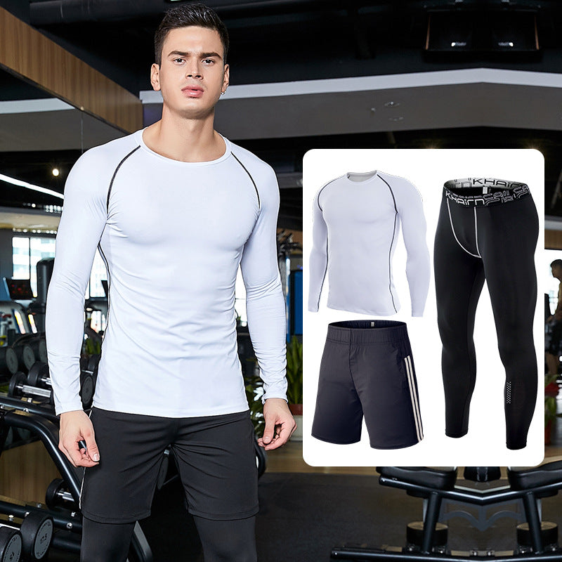 3 Pcs Quick Dry Men Running Set Compression Sport Suit Basketball Jogging Tights Leggings Clothes Gym Fitness Training Sportswear OM9229