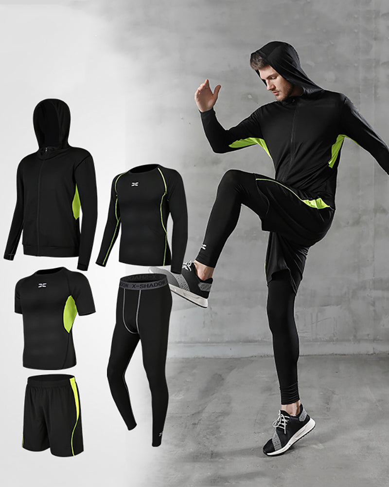 Mens Patchwork Casual Running Sports Training Sports Suits Active Wear S-3XL